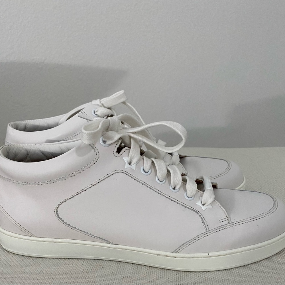 JIMMY CHOO MIAMI CALFSKIN SNEAKERS WHITE  38.5